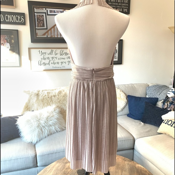 Free People Pink Metallic Ruffle Halter Dress - Picture 6 of 8